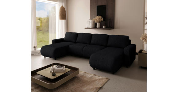 WOHNLANDSCHAFT Schwarz Webstoff  - Schwarz, MODERN, Kunststoff/Textil (150/312/150cm) - Xora