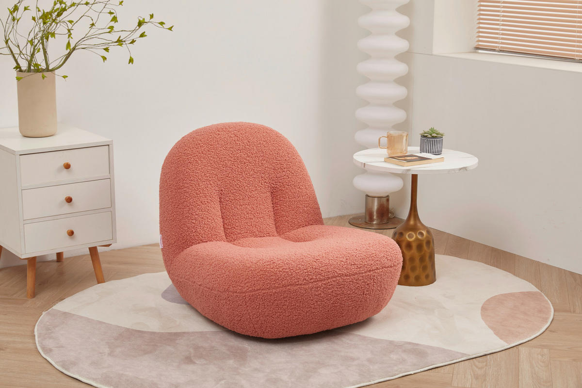 SESSEL Bouclé Koralle    - Koralle/Schwarz, MODERN, Textil/Metall (74/67/93cm) - MID.YOU