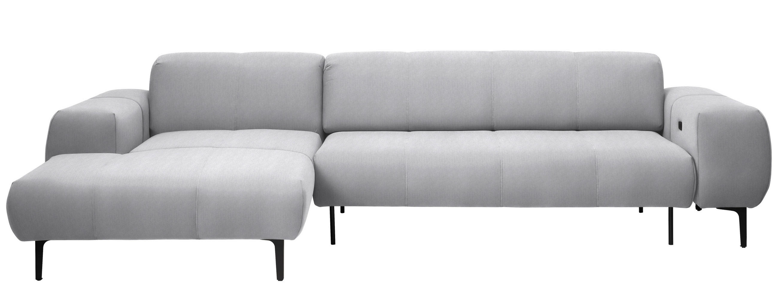ECKSOFA in Chenille Silberfarben  - Silberfarben/Schwarz, Design, Textil/Metall (167/311cm) - Xora
