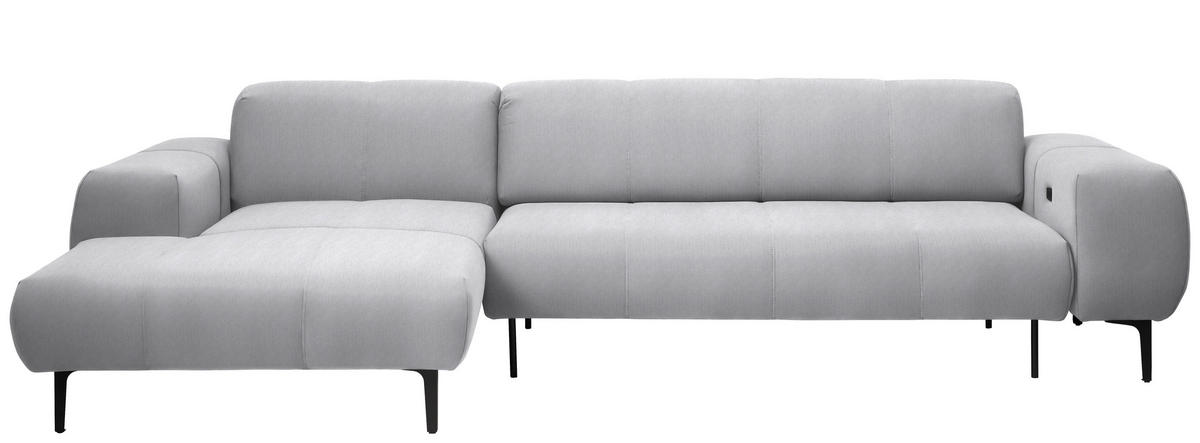 ECKSOFA in Chenille Silberfarben  - Silberfarben/Schwarz, Design, Textil/Metall (167/311cm) - Xora