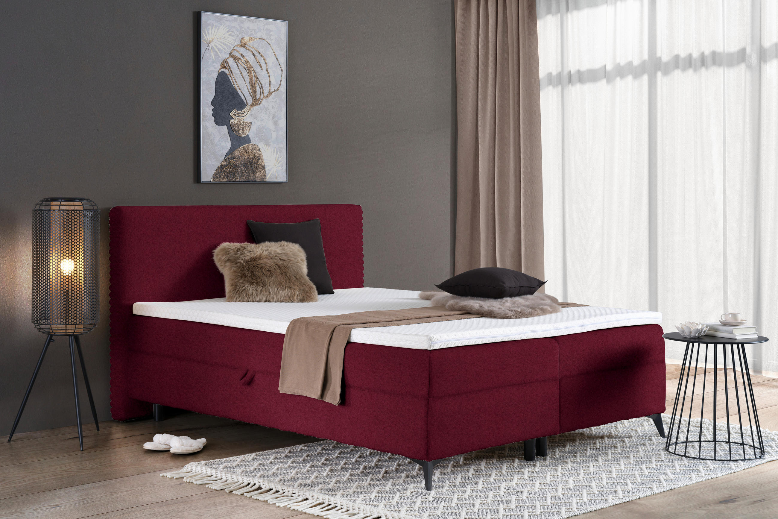 BOXBETT 140/200 cm  in Rot  - Rot/Schwarz, Design, Holz/Holzwerkstoff (140/200cm) - Xora