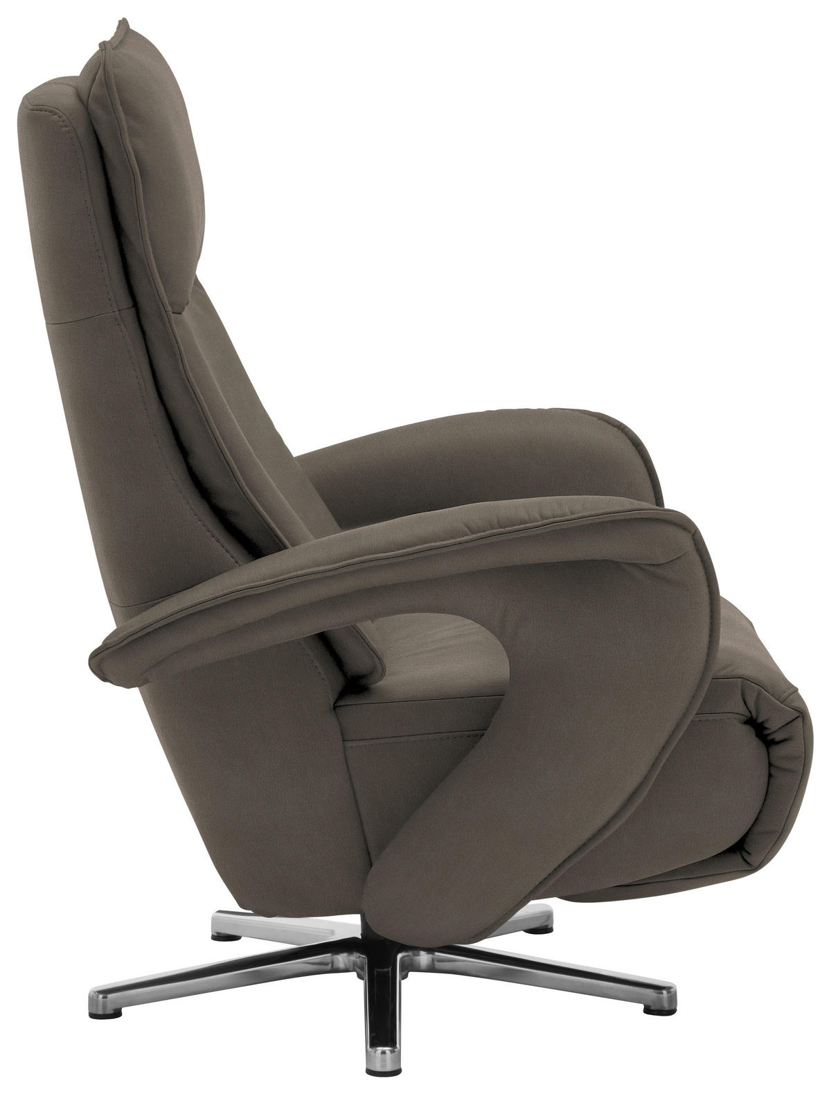 RELAXSESSEL in Leder Graubraun  - Chromfarben/Graubraun, Design, Leder/Metall (77/110/87cm) - Valdera