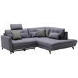 ECKSOFA in Flachgewebe, Leinenoptik Dunkelgrau  - Dunkelgrau/Schwarz, Design, Textil/Metall (247/208cm) - Xora