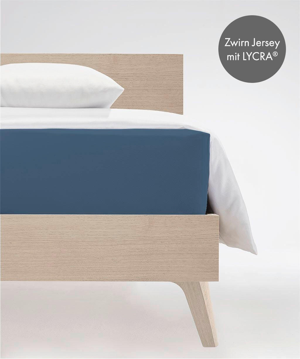 BOXSPRING-FIXLEINTUCH - Blau, Basics, Textil (90-100/200-210cm) - Fleuresse