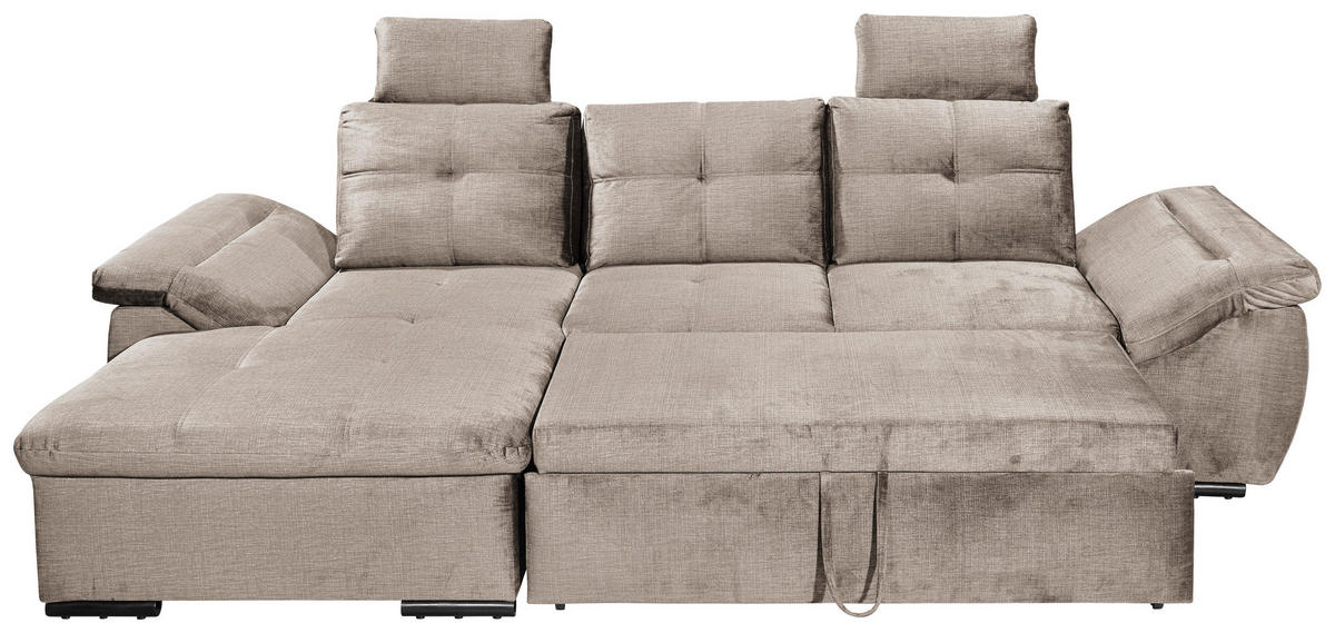 ECKSOFA in Mikrovelours Creme  - Creme/Schwarz, Konventionell, Kunststoff/Textil (170/275cm) - Carryhome