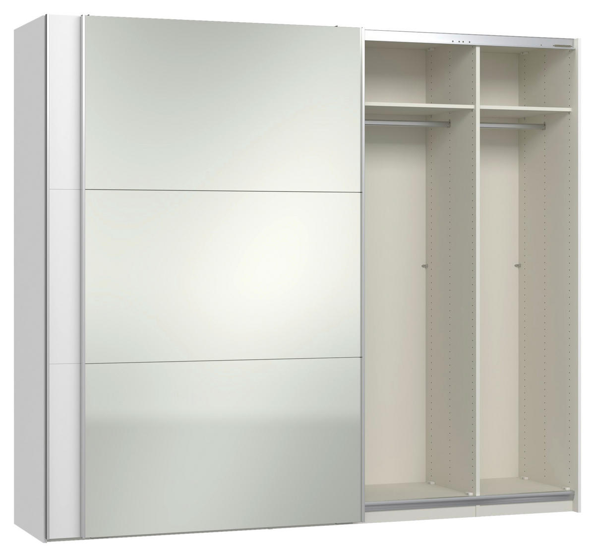 SCHWEBETÜRENSCHRANK 253/220/65 cm 2-türig Weiß  - Silberfarben/Weiß, Design, Glas/Holzwerkstoff (253/220/65cm) - Jutzler