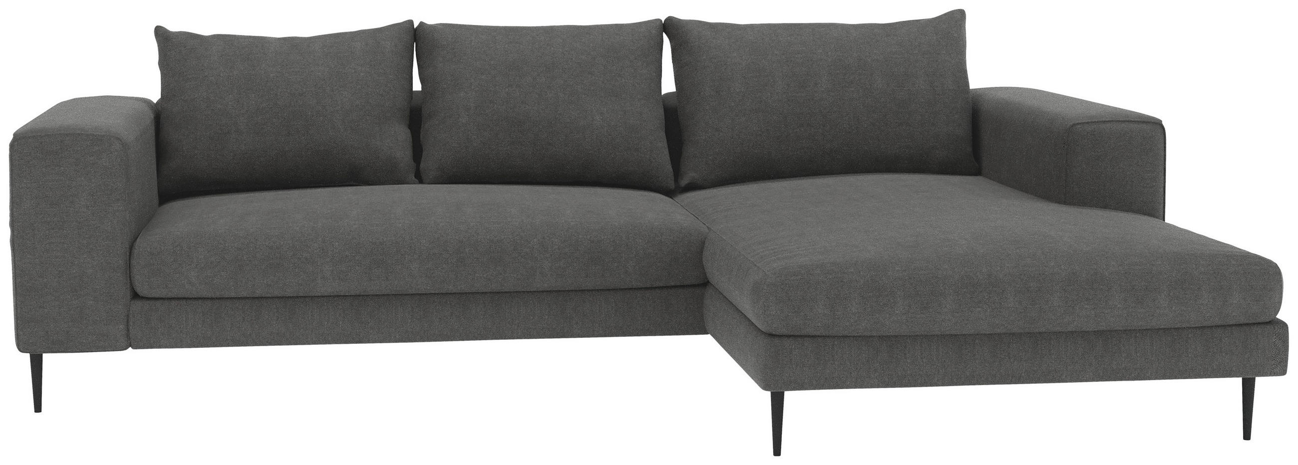 ECKSOFA Dunkelgrau Struktur  - Dunkelgrau/Schwarz, MODERN, Textil/Metall (275/170cm) - MID.YOU