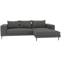 ECKSOFA in Struktur Dunkelgrau  - Dunkelgrau/Schwarz, Modern, Textil/Metall (275/170cm) - Trendmanufaktur