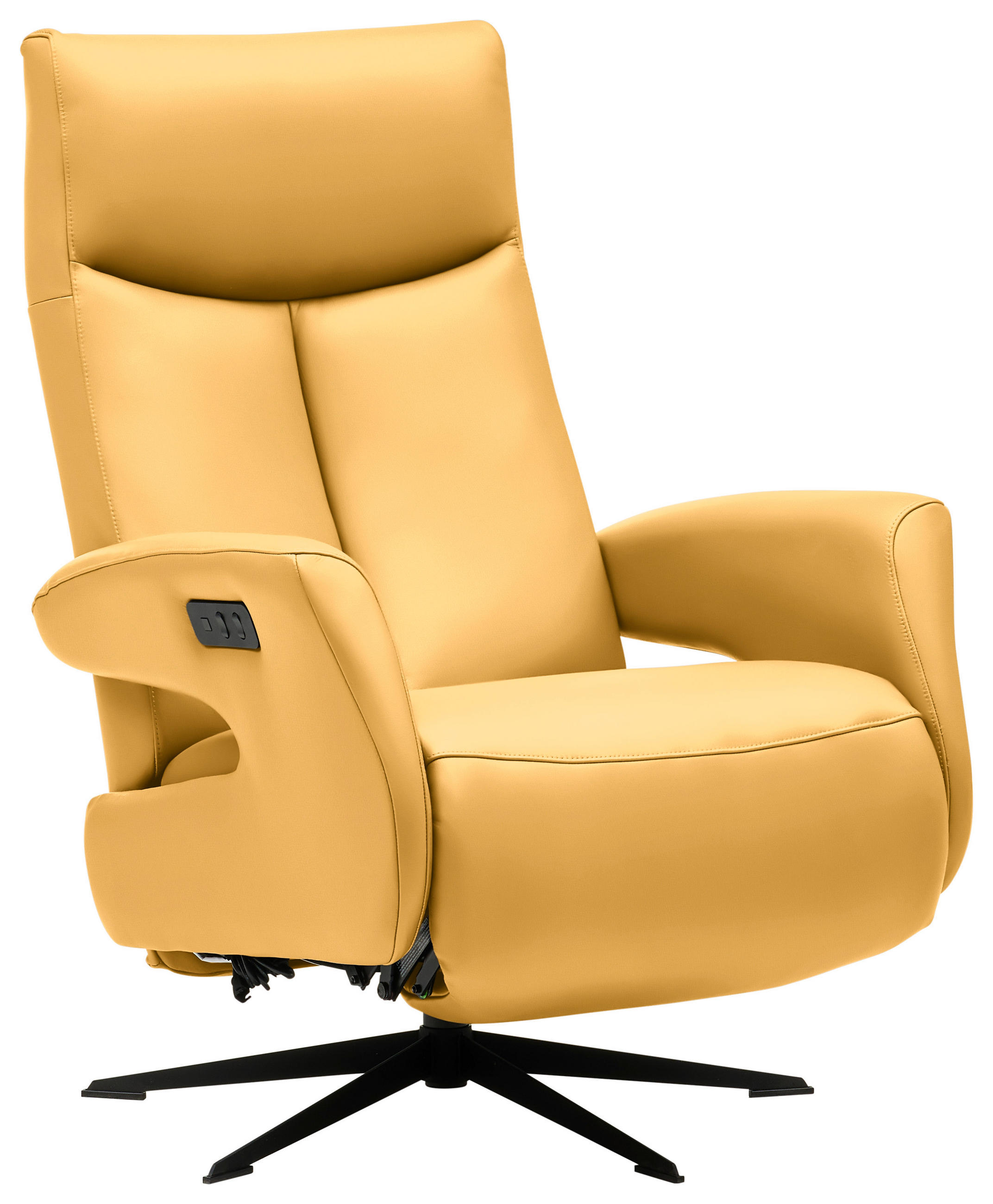 RELAXSESSEL Echtleder Relaxfunktion    - Gelb/Schwarz, Design, Leder/Metall (74/105/82cm) - Welnova