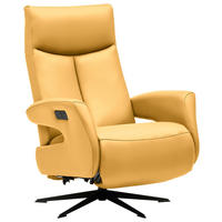 RELAXSESSEL in Leder Gelb  - Gelb/Schwarz, Design, Leder/Metall (74/105/82cm) - Welnova