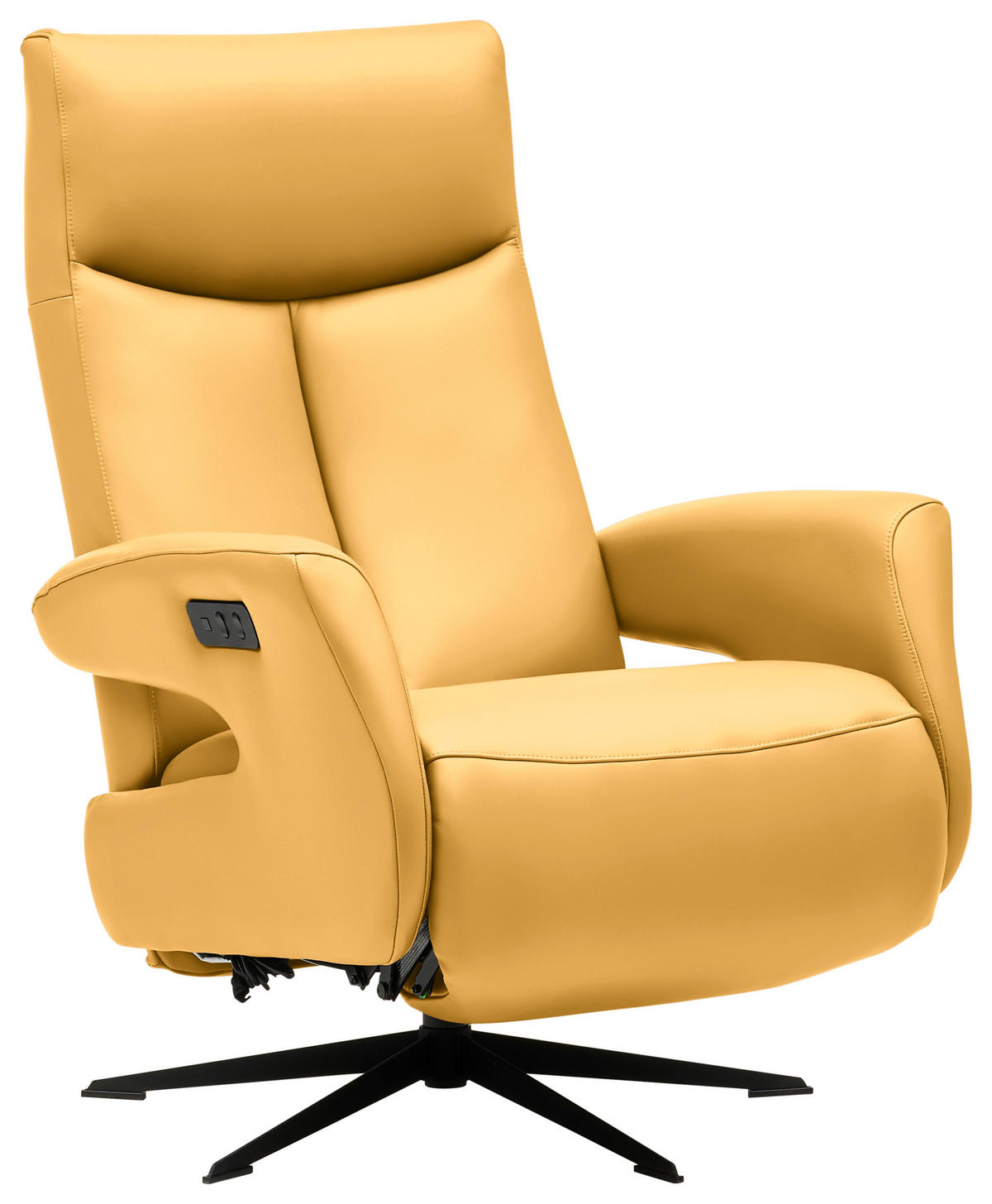 RELAXSESSEL in Leder Gelb  - Gelb/Schwarz, Design, Leder/Metall (74/105/82cm) - Welnova