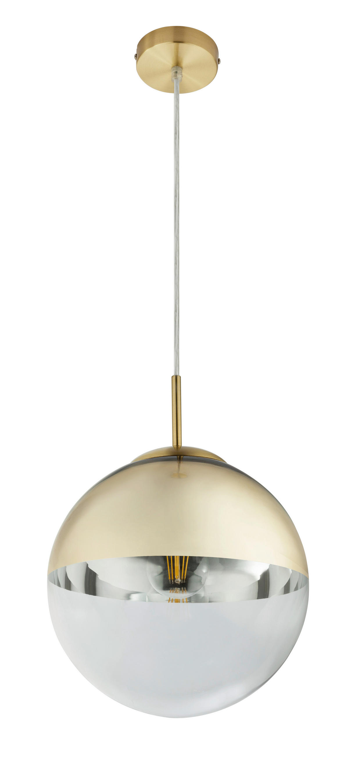 VISEČA SVETILKA 25/120 cm E27 - zlate barve/prosojno, Design, kovina/steklo (25/120cm) - Globo