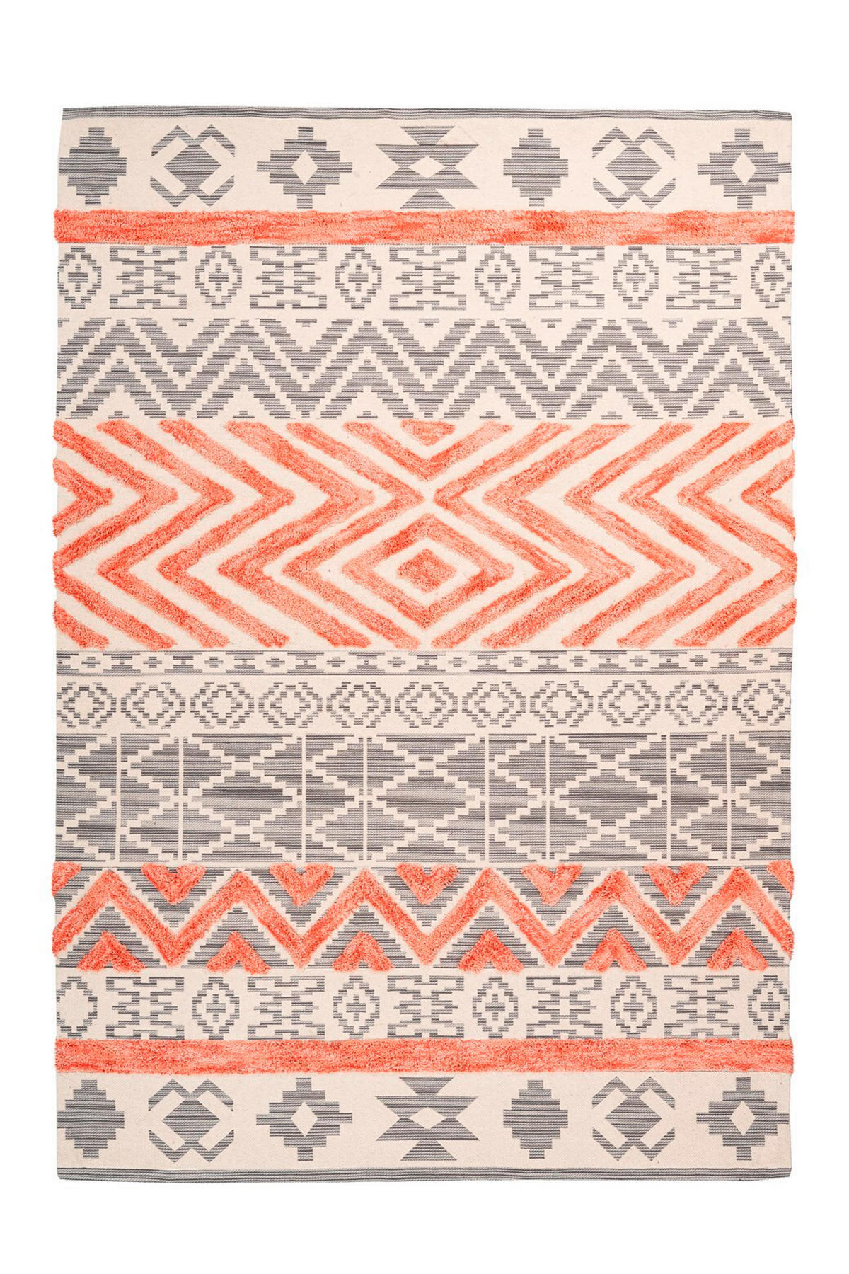 FLACHWEBETEPPICH 160/230 cm Grau, Koralle  - Koralle/Grau, Basics, Textil (160/230cm) - Novel