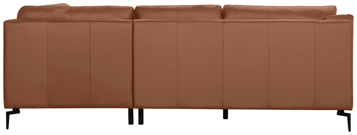 ECKSOFA Cognac Echtleder  - Cognac/Schwarz, Design, Leder (248/221cm) - MID.YOU