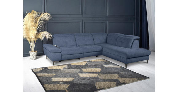 ECKSOFA Blau Webstoff  - Blau/Schwarz, KONVENTIONELL, Textil/Metall (288/225cm) - Carryhome