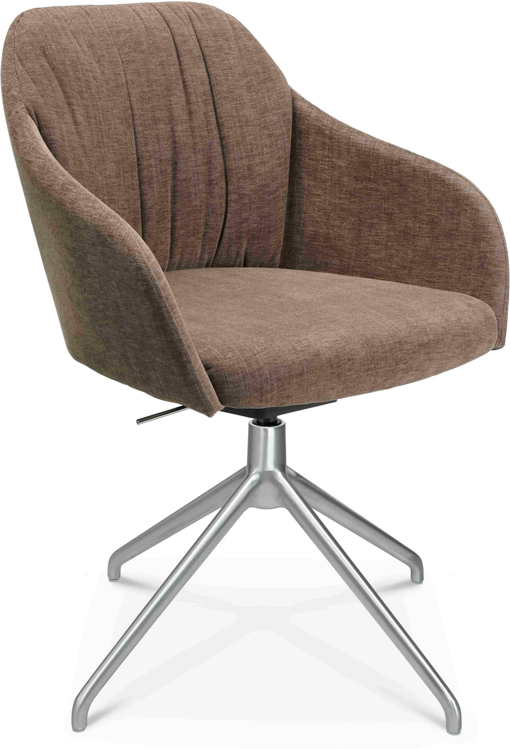 ARMLEHNSTUHL  in Aluminium Velours  - Graubraun/Alufarben, Design, Textil/Metall (58/81,5-84,5/60cm) - Johann Jakob