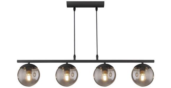 HÄNGELEUCHTE 90/15/120 cm - Schwarz, Design, Glas/Metall (90/15/120cm) - Novel