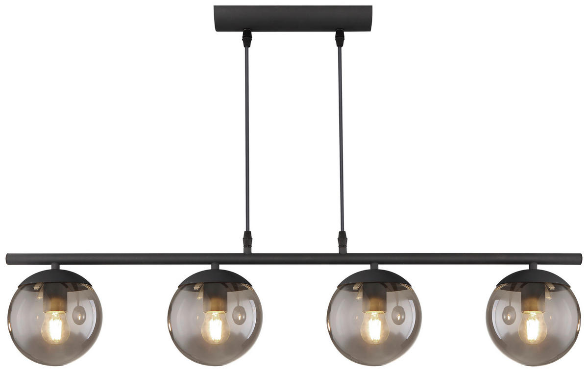 HÄNGELEUCHTE 90/15/120 cm  - Schwarz, Design, Glas/Metall (90/15/120cm) - Novel