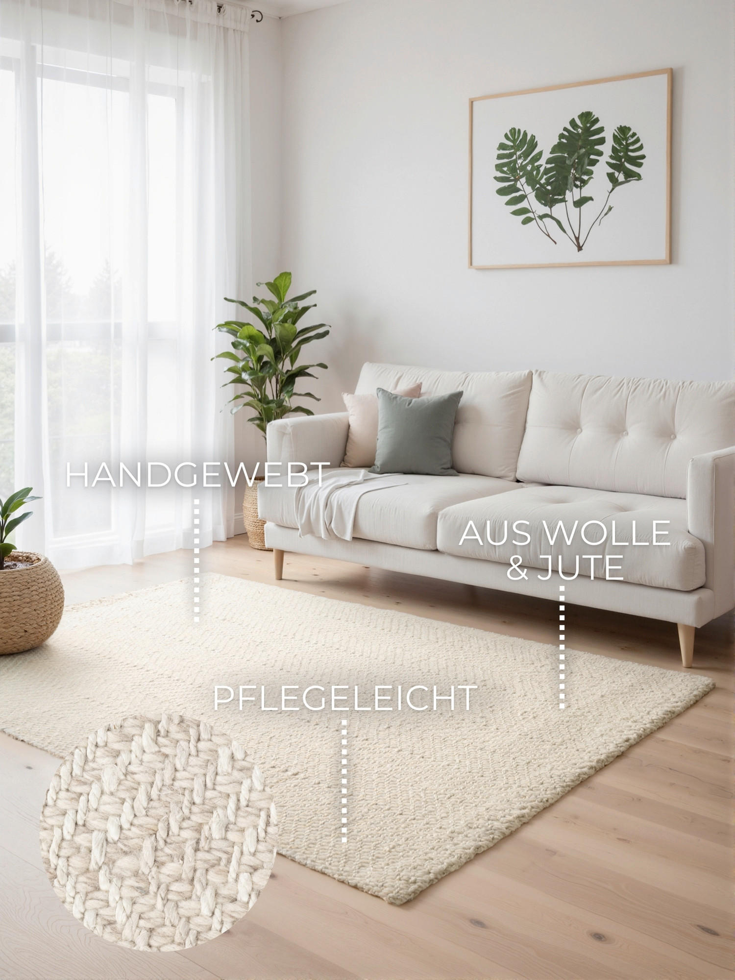 WOLLTEPPICH 80/150 cm Majoli Creme  - Creme, Basics, Textil (80/150cm) - Elle Decoration