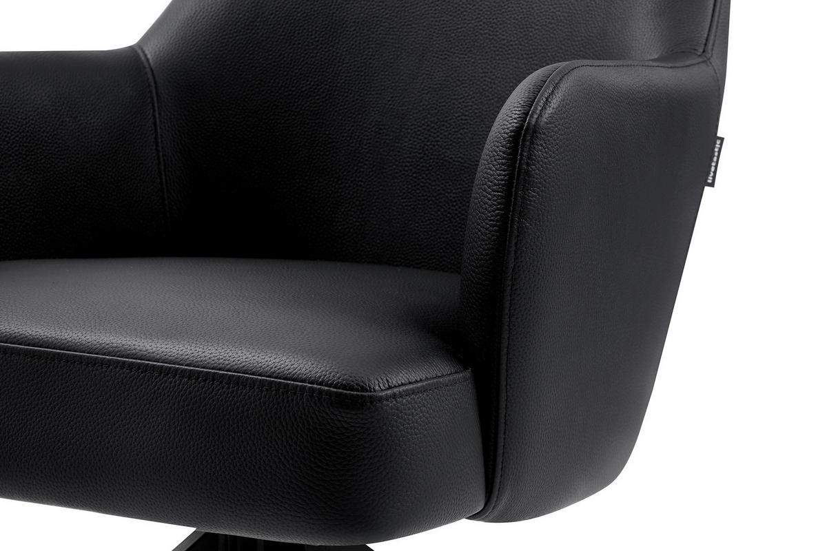 STOLICA S NASLONOM ZA RUKE  crna  drvo, metal, koža      - crna, Moderno, koža/drvo (57,5/83,5/63cm) - Livetastic
