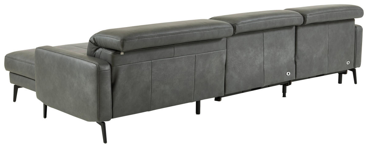 ECKSOFA  in Echtleder Anthrazit  323/179 cm  - Anthrazit/Schwarz, Design, Leder/Metall (323/179cm) - Dieter Knoll