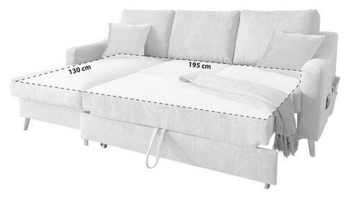 ECKSOFA Grau Mikrofaser  - Dunkelrosa/Naturfarben, Design, Holz/Textil (150/228cm) - MID.YOU