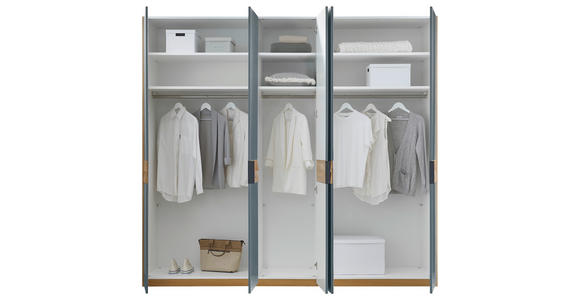 DREHTÜRENSCHRANK 149,6/229,4/59,5 cm,  in Blau, Eichefarben, 5-türig  - Blau/Eichefarben, Design, Holzwerkstoff/Metall (149,6/229,4/59,5cm) - Dieter Knoll