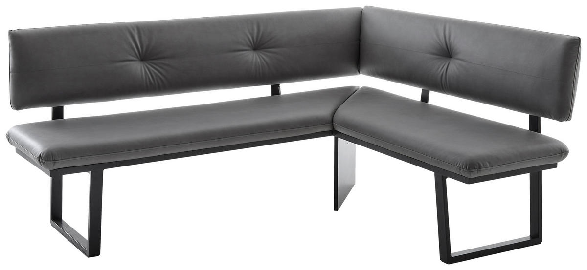 ECKBANK 180/140 cm beschichtet Schwarz, Dunkelgrau   - Dunkelgrau/Dunkelbraun, MODERN, Textil/Metall (180/140cm) - Cantus