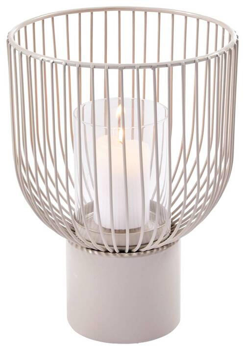 WINDLICHT Beige  - Beige, Basics, Glas/Metall (18/18/25cm) - Boltze Home
