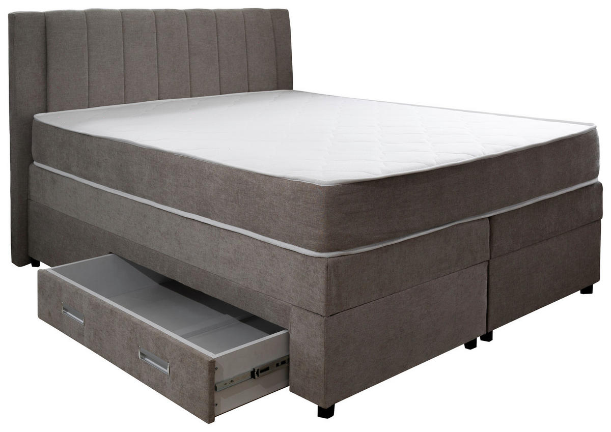 POSTELJA BOXSPRING 160 cm   x 200 cm  , tekstil, leseni material siva  - siva, Konvencionalno, tekstil/leseni material (160/200cm) - Carryhome