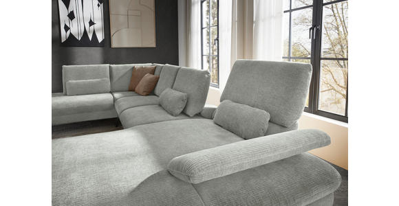 WOHNLANDSCHAFT in Webstoff Silberfarben - Silberfarben/Schwarz, Design, Textil/Metall (208/354/157cm) - Dieter Knoll
