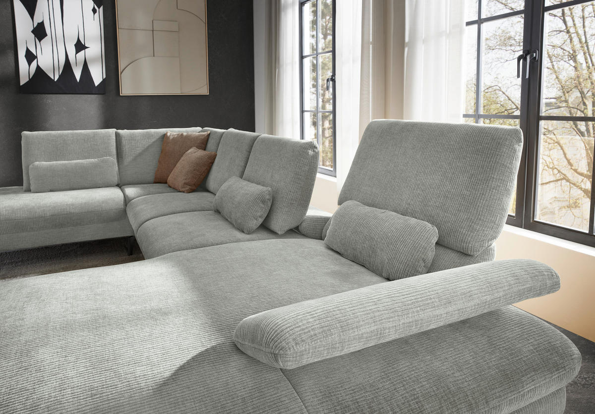 WOHNLANDSCHAFT in Webstoff Silberfarben  - Silberfarben/Schwarz, Design, Textil/Metall (208/354/157cm) - Dieter Knoll