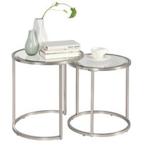 SATZTISCH 46/41/46/41/48/43 cm Silberfarben rund  - Silberfarben, Design, Glas/Metall (46/41/46/41/48/43cm) - Xora