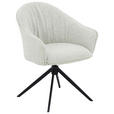 ARMLEHNSTUHL  Sitzfläche 360° drehbar, automatische Rückholfunktion Webstoff  - Creme/Schwarz, Design, Textil/Metall (66/83/64cm) - Novel