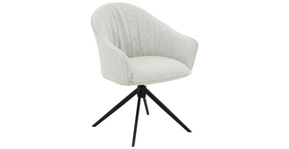ARMLEHNSTUHL  Sitzfläche 360° drehbar, automatische Rückholfunktion Webstoff  - Creme/Schwarz, Design, Textil/Metall (66/83/64cm) - Novel