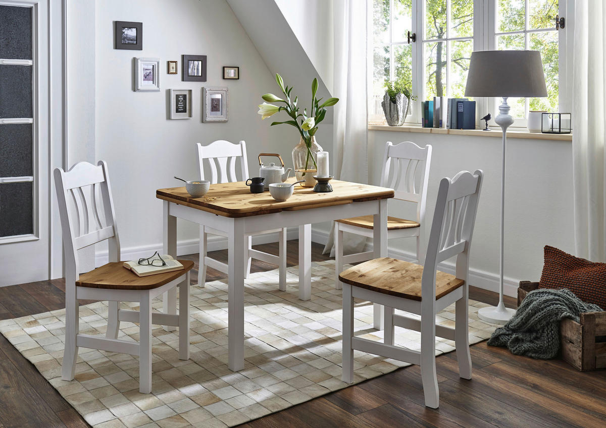 STUHL Weiß, Laugenfarbig Kiefer massiv  - Laugenfarbig/Weiß, ROMANTIK / LANDHAUS, Holz (44/92/45cm) - Boxxx