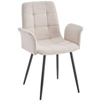 ARMLEHNSTUHL  in Eisen Webstoff  - Beige/Schwarz, MODERN, Textil/Metall (59/87,5/54,5cm) - Stylife