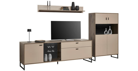 TV-ELEMENT Eichefarben, Hellgrau  - Eichefarben/Anthrazit, MODERN, Glas/Holzwerkstoff (204/68/50cm) - Carryhome