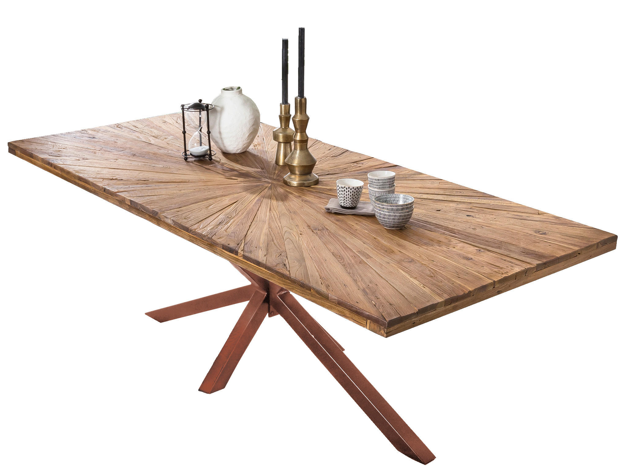 ESSTISCH 160/90/79 cm Echtholz  Holz, Metall rechteckig Braun, Naturfarben  - Braun/Naturfarben, MODERN, Holz/Metall (160/90/79cm) - MID.YOU