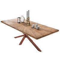 ESSTISCH 180/100/79 cm Echtholz  Holz, Metall rechteckig Braun, Naturfarben  - Braun/Naturfarben, MODERN, Holz/Metall (180/100/79cm) - MID.YOU