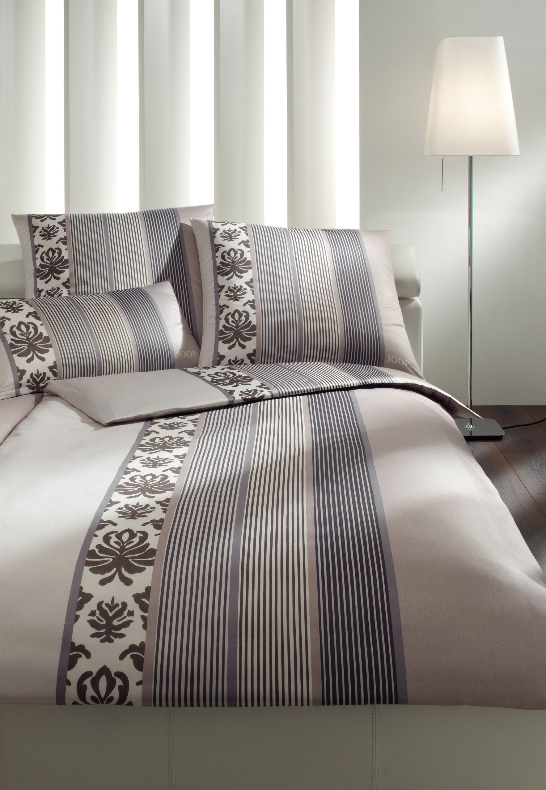 BETTWÄSCHESET Makosatin 160/210 cm  100 cm/65 cm  - Weiss/Schwarz, Lifestyle, Naturmaterialien/Textil (160/210cm) - Joop!