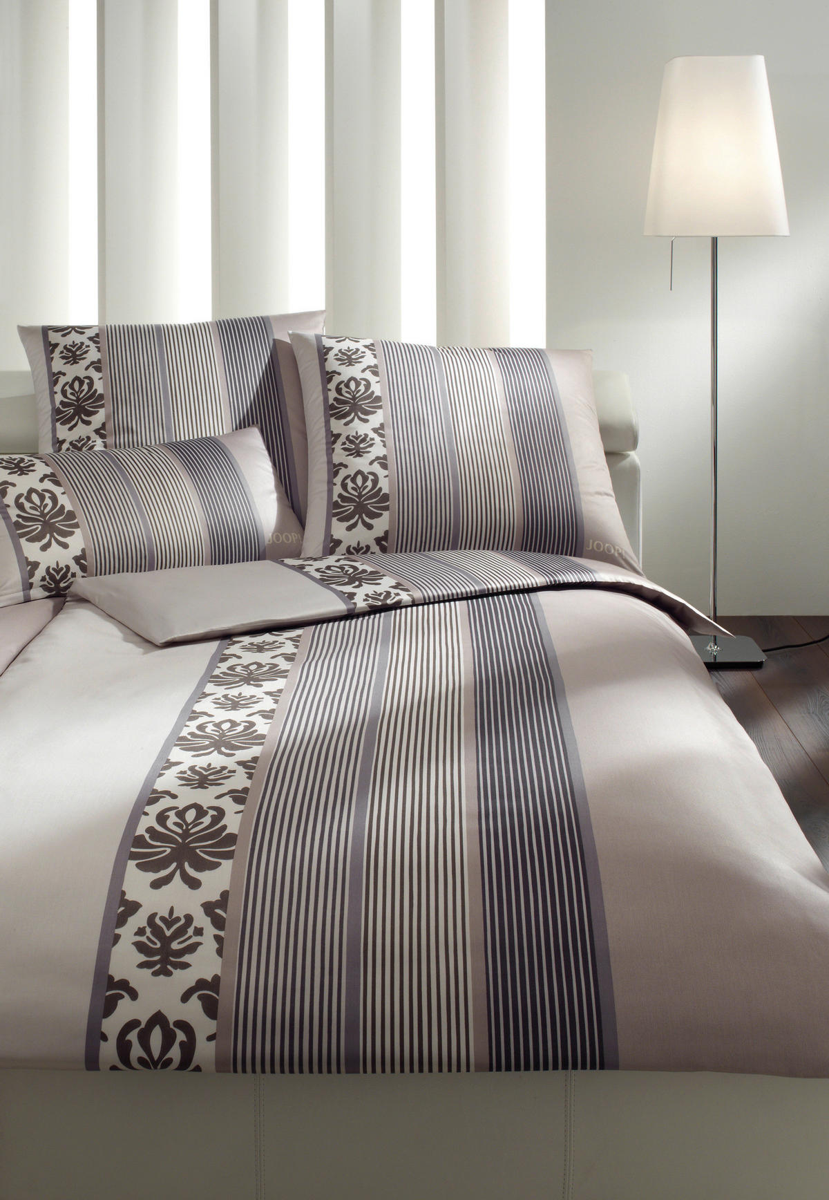 BETTWÄSCHESET Makosatin 160/210 cm  100 cm/65 cm  - Weiss/Schwarz, Lifestyle, Naturmaterialien/Textil (160/210cm) - Joop!