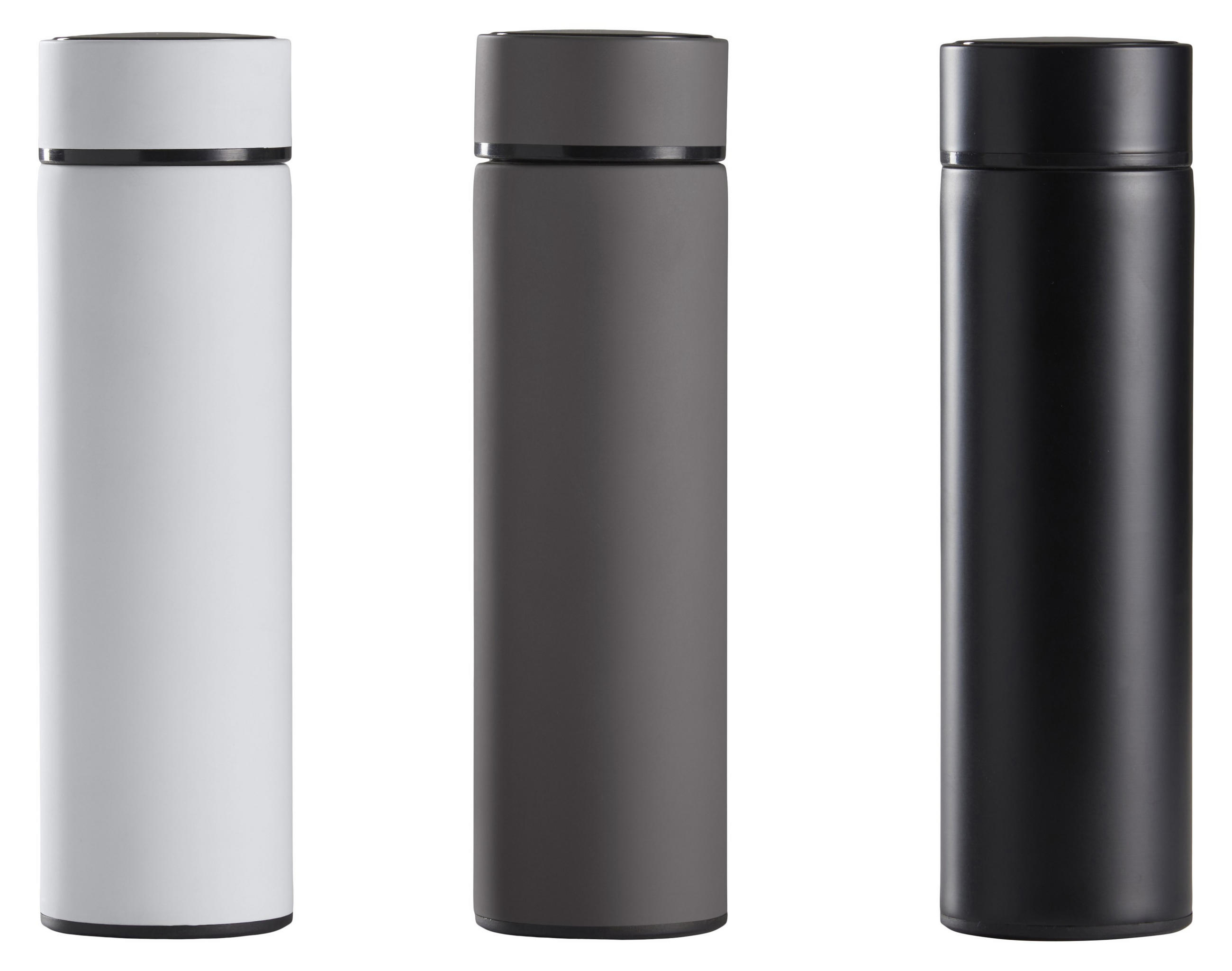 TERMOSFLASKA 0,4 l  - mörkgrå/ljusgrå, Basics, metall (0,4l)