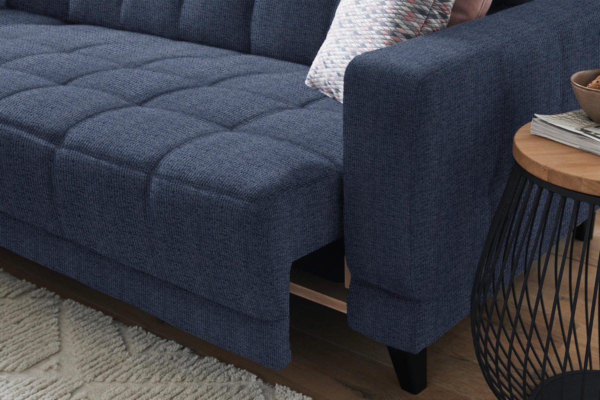 ECKSOFA in Webstoff Dunkelblau  216/302 cm  - Schwarz/Dunkelblau, Design, Holz/Textil (216/302cm) - Xora