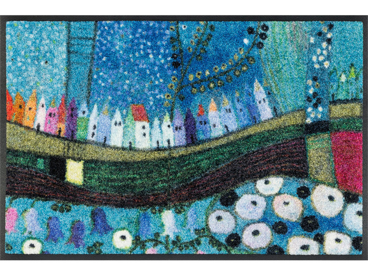 FUßMATTE 40/60 cm Stadt in Blau  - Multicolor, Trend, Kunststoff/Textil (40/60cm) - wash+dry