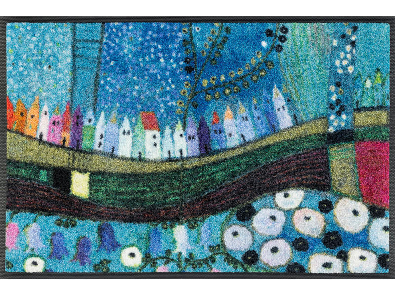 wash+dry FUßMATTE Stadt in Blau Mehrfarbig 40x60 cm