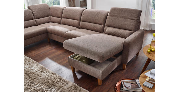 WOHNLANDSCHAFT Cappuccino Flachgewebe  - Eichefarben/Cappuccino, KONVENTIONELL, Holz/Textil (225/335/165cm) - Cantus