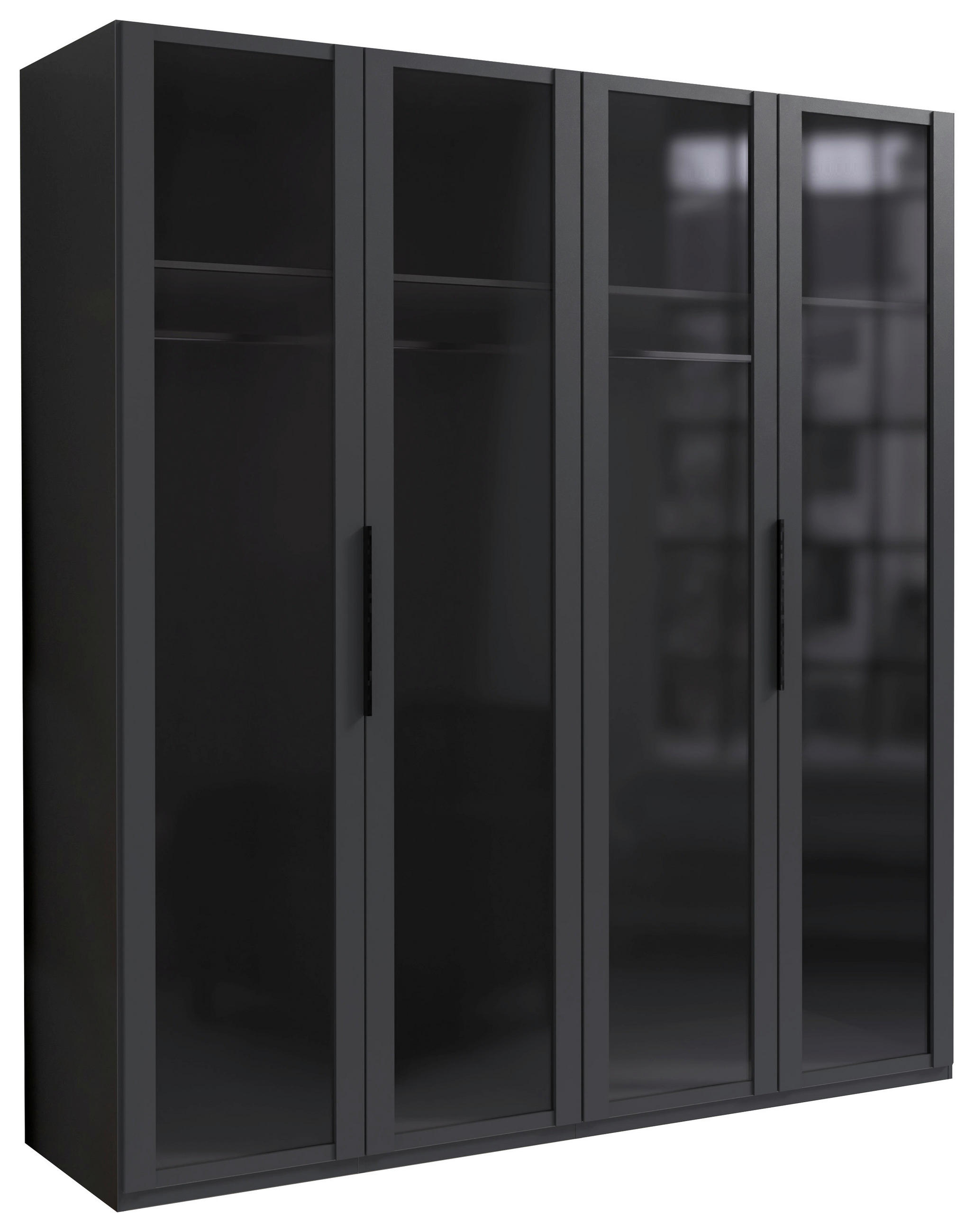 DREHTÜRENSCHRANK in Graphitfarben  - Schwarz/Graphitfarben, Design, Glas/Holzwerkstoff (200/216/58cm) - Hom`in