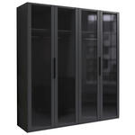 DREHTÜRENSCHRANK 200/216/58 cm 4-türig Graphitfarben  - Schwarz/Graphitfarben, Design, Glas/Holzwerkstoff (200/216/58cm) - Hom`in