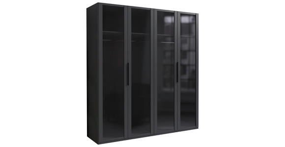 DREHTÜRENSCHRANK 200/216/58 cm 4-türig Graphitfarben  - Schwarz/Graphitfarben, Design, Glas/Holzwerkstoff (200/216/58cm) - Hom`in